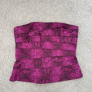 White House Black Market Magenta and Black Corset Top